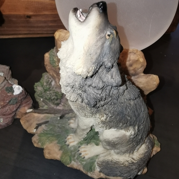 2 howling wolves under the moonlight vintage witchcore dark academia candle hold - Picture 9 of 9